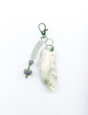Crystal rabbit foot keychain