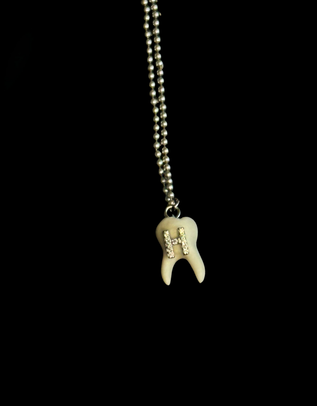 White Initial Tooth Necklace