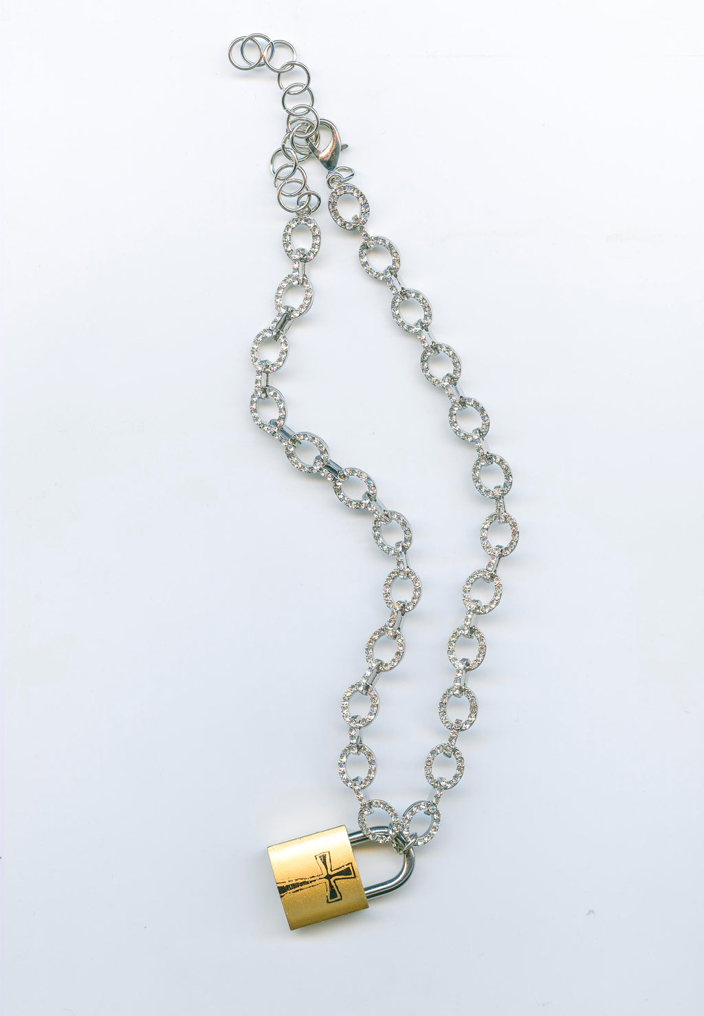 Crystal Lock Cross Necklace