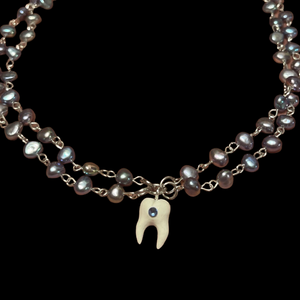 Dark Pearl Ice Tooth Necklace