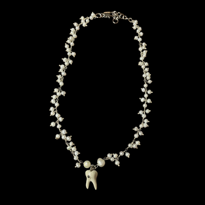 Hanging Pearl Chain Tooth Necklace