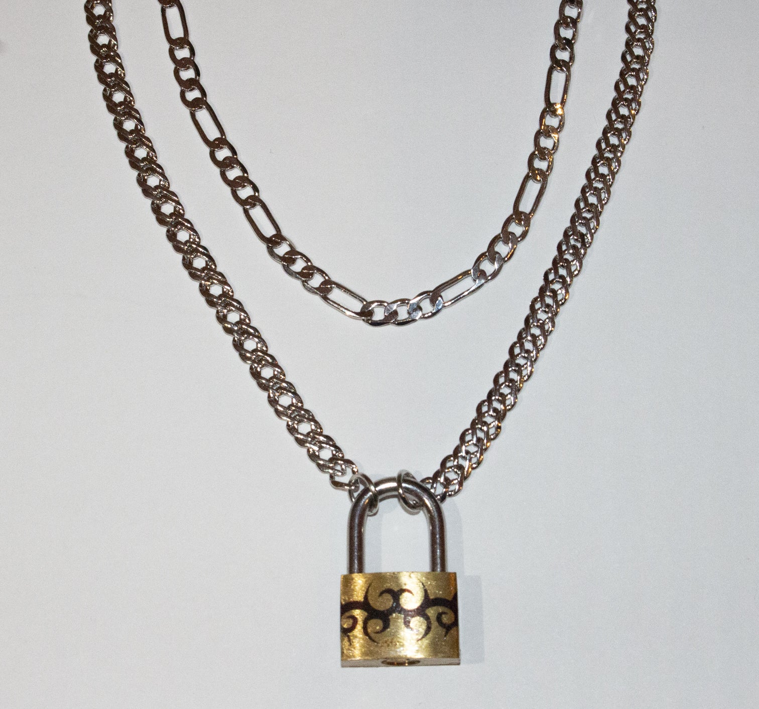 Louis Vuitton Padlock Necklace with Double Chain For Him